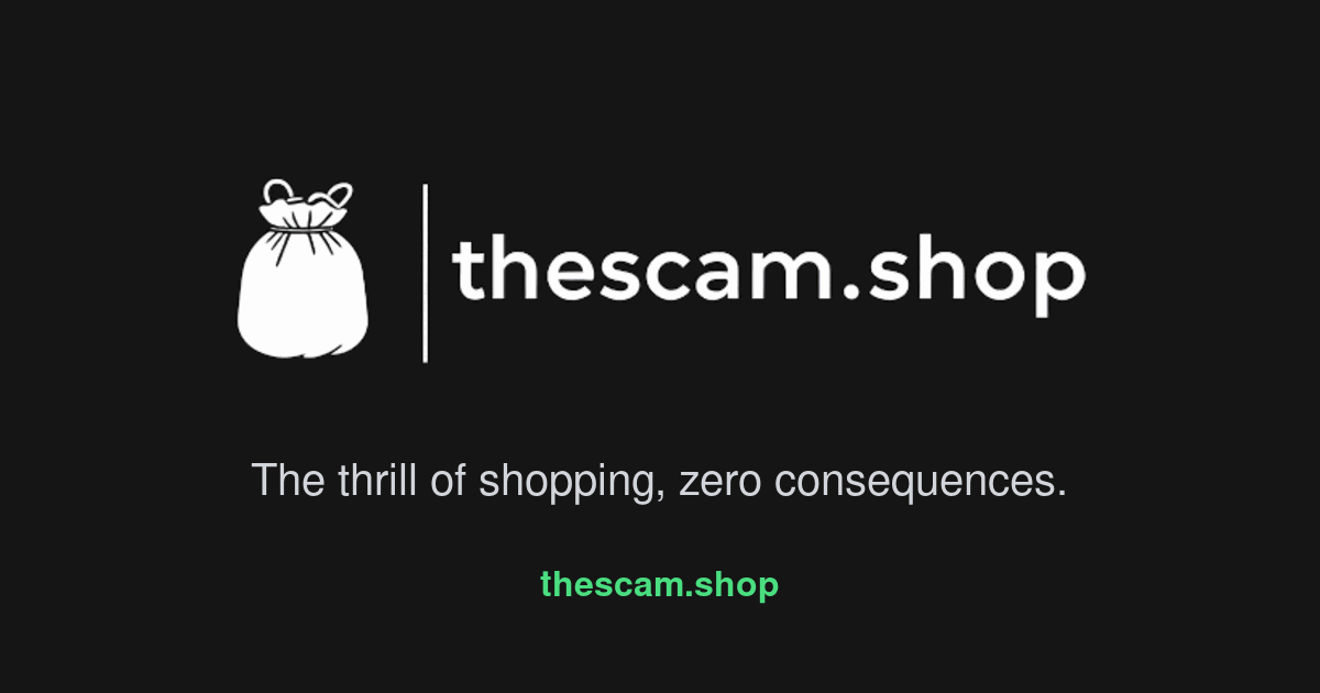 thescam.shop — fake shopping simulator, as it opens in a browser tab